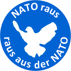 Aufkleber: NATO raus – raus aus der NATO