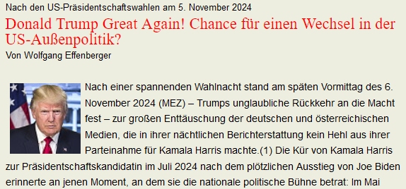 Donald Trump Great Again! Chance für einen Wechsel in der US-Außenpolitik?