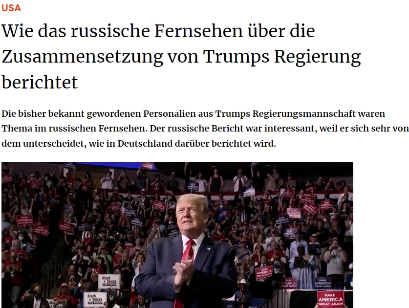 Wie das russische Fernsehen über die Zusammensetzung von Trumps Regierung berichtet